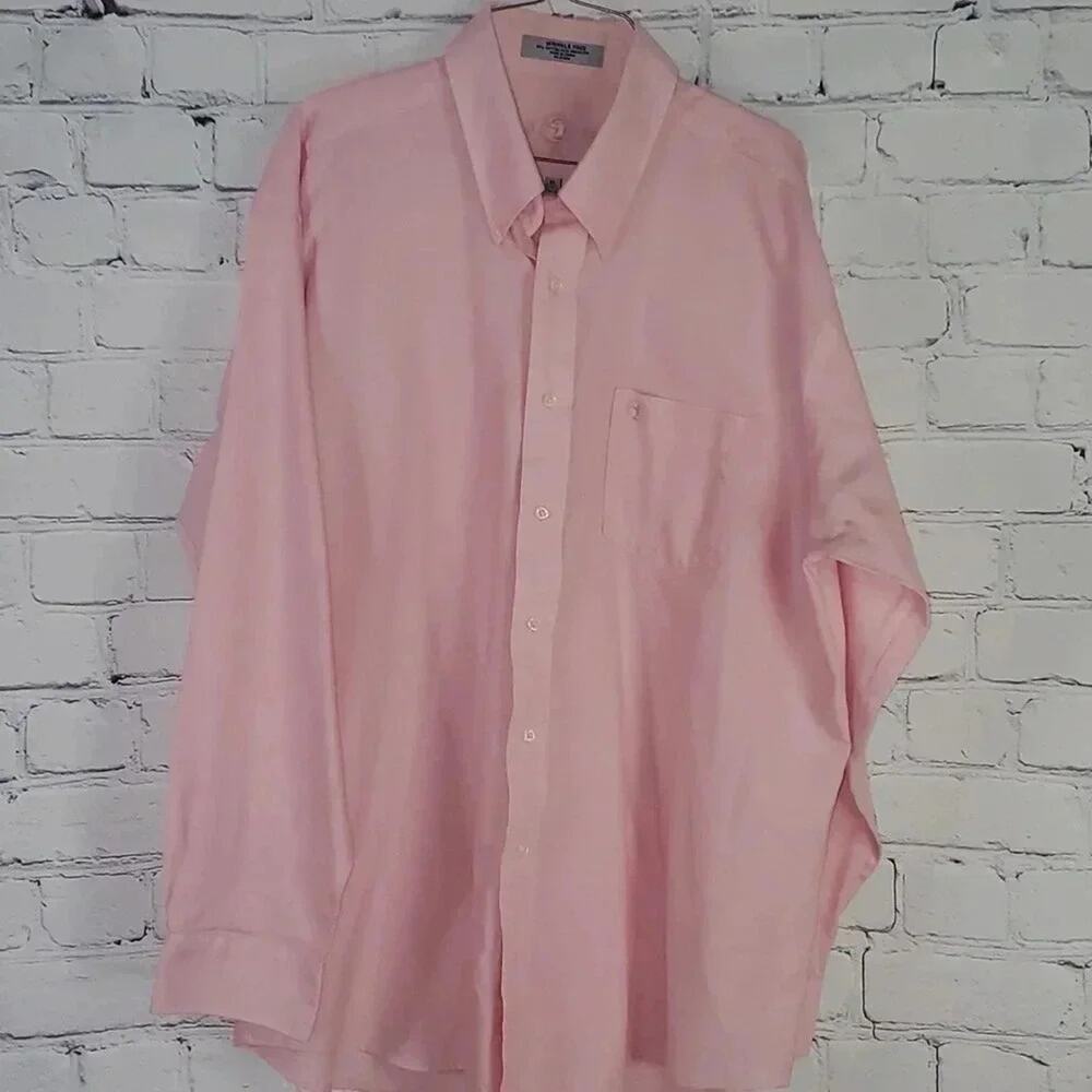 Duck Head Pink Long Sleeve Button Down Pocket Wrinkle Free Mens Size XL